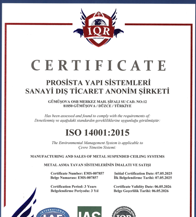 ISO 14001 - 2015 Environmental Management System Certificate TR